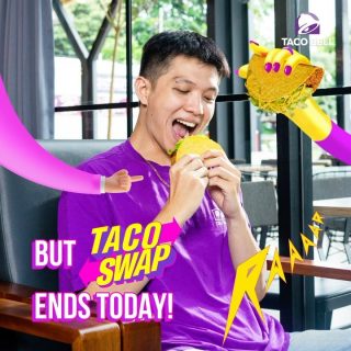 Hari ini last chance lo untuk save yourself dari boring meal. 😱 Mumpung masih sempat, buruan ke Taco Bell dan beli menu apapun minimal RP90.000,-. 🏃🏻🏃🏻 Lo bisa auto claim FREE Crunchy Taco! 🤤🤑 Kalo ada yang unik kayak Taco, why be stuck with the same old menu everyday? 😉  #WaktunyaTacoBell #TacoBellIndonesia #GantiTacoAja #TacoSwap
.
.
.
#tacobell #tacobelljakarta #taco #tacojakarta #fooddelivery #foodpromo #promoramadan #promomakanan #freefood #infopromo #infopromojakarta #infodiskon #infopromo #promojkt #promojakarta #diskon #diskonjakarta#diskonmakanan #diskonmakan #jakartafood #jakartafoodbang #jakartaculinary #kulinerjakarta #restojakarta #kulinerjaksel #kulinerjakut #kulinerjakbar