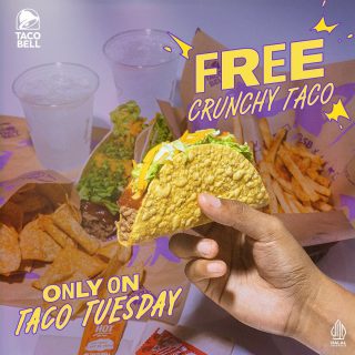 Beli taco dapet taco lagi? Ke Taco Bell aja tiap Selasa! 🤯

Lo bisa dapet FREE Crunchy Taco cuma di #TacoTuesday 🌮 see u tomorrow!

#WaktunyaTacoBell #TacoBellIndonesia
.
.
.
#tacobell #tuesdaypromo #promomakanan #promomakan #promograbfood #promogofood #diskon #diskonmakanan #diskonmakan #infodiskon #infopromo #promojkt #promojakarta #foodpromo #foodpromotion #kulinerjakarta #jktfood #jakartafooddestination #rekomendasikuliner #freefood #freetaco